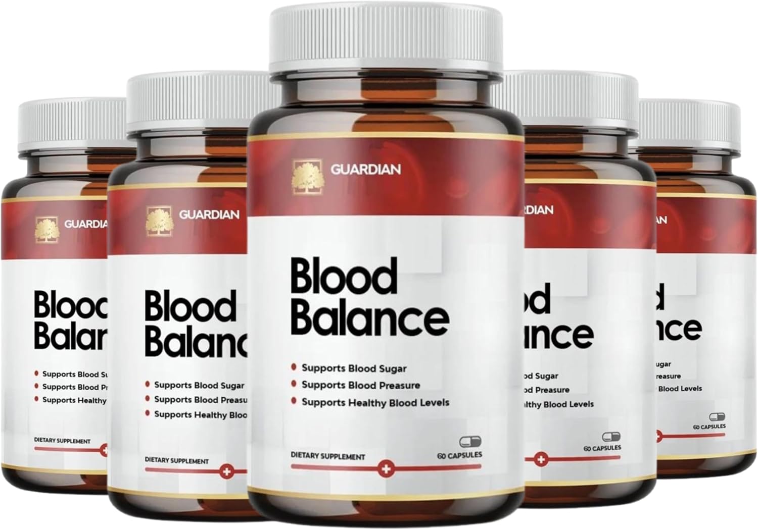 (Pack 5) Guardian BloodBalance Capsules, Advanced Supplement, All Natural Formula to Maintain Healthy Levels, BloodBalance Reviews (300 Capsules)
