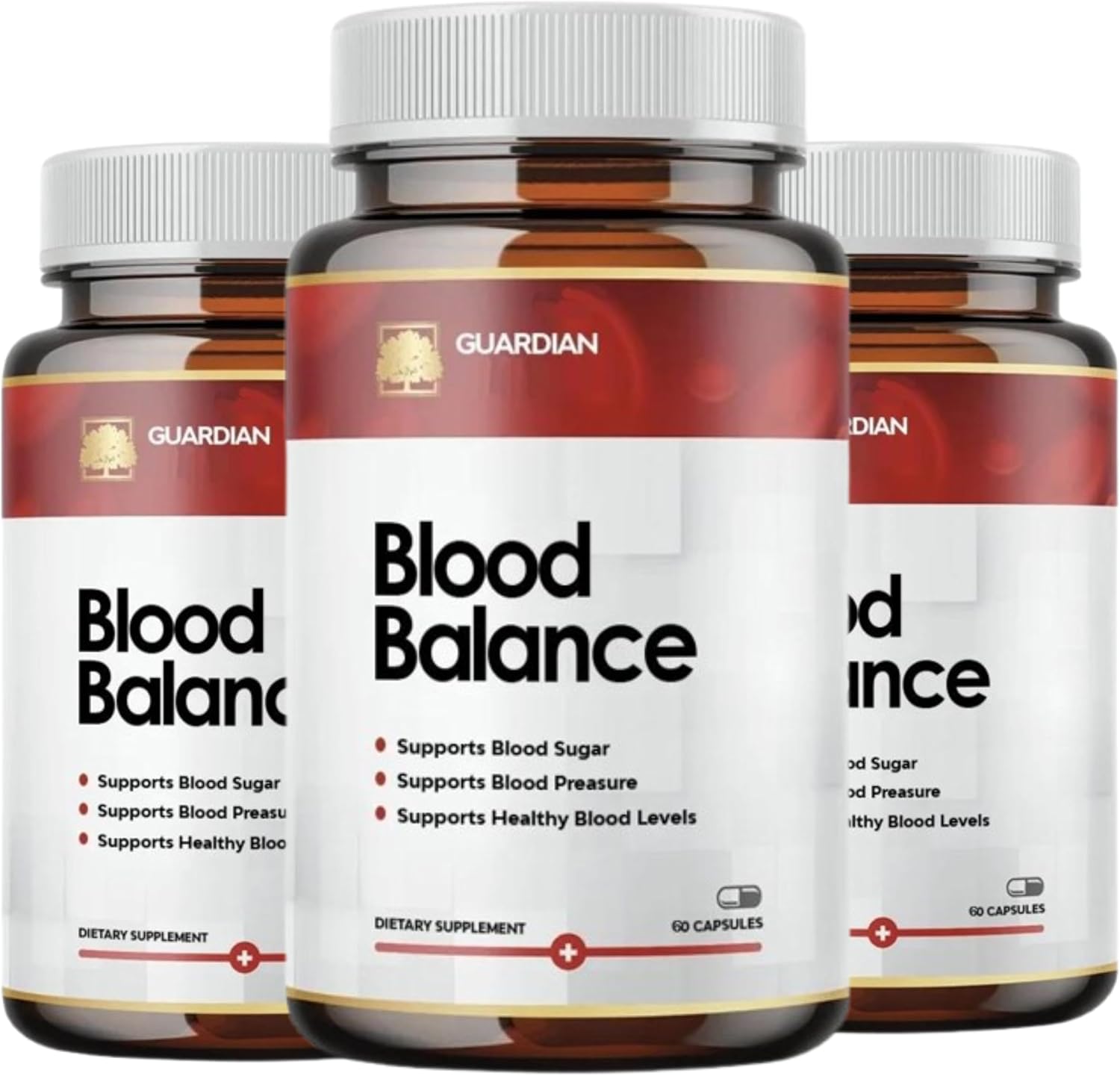 (Pack 3) Guardian BloodBalance Supplement -Official Formula - BloodBalance Supplement, Extra Strength with Vitamin C, Turmeric Root Powder (180 Capsules)